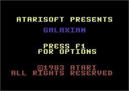 Title screen of Galaxian on the Commodore 64.