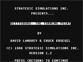 Title screen of Gettysburg: The Turning Point on the Commodore 64.