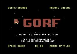 Title screen of Gorf on the Commodore 64.