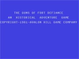 Title screen of Guns of Fort Defiance on the Commodore 64.