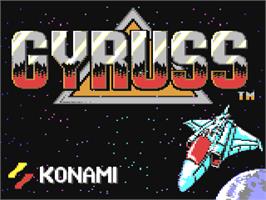 Title screen of Gyruss on the Commodore 64.