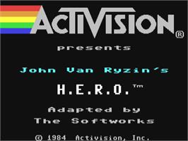 Title screen of H.E.R.O. on the Commodore 64.