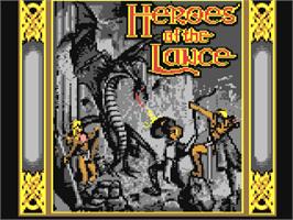 Title screen of Heroes of the Lance on the Commodore 64.