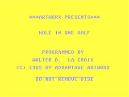 Title screen of Hole-In-One Miniature Golf on the Commodore 64.