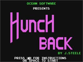 Title screen of Hunchback: the Adventure on the Commodore 64.