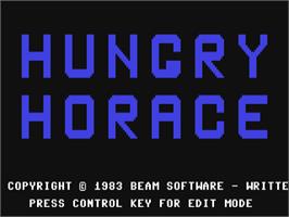 Title screen of Hungry Horace on the Commodore 64.