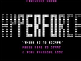 Title screen of Hyperforce on the Commodore 64.