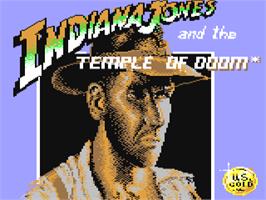 Title screen of Indiana Jones and the Temple of Doom on the Commodore 64.