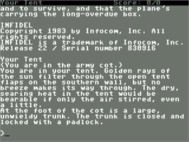Title screen of Infidel on the Commodore 64.