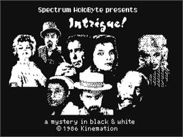 Title screen of Intrigue! on the Commodore 64.