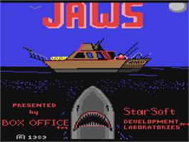 Title screen of Jaws: The Computer Game on the Commodore 64.