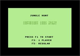 Title screen of Jungle Hunt on the Commodore 64.