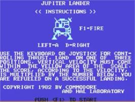 Title screen of Jupiter Lander on the Commodore 64.