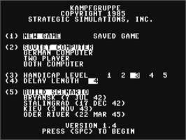 Title screen of Kampfgruppe on the Commodore 64.