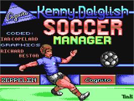 Title screen of Kenny Dalglish Soccer Manager on the Commodore 64.