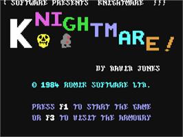 Title screen of Knightmare on the Commodore 64.