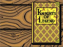 Title screen of Knights of Legend on the Commodore 64.