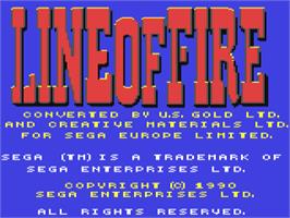 Title screen of Line of Fire on the Commodore 64.