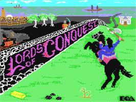 Title screen of Lords of Conquest on the Commodore 64.