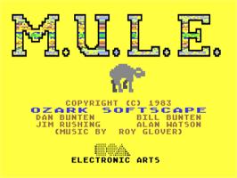 Title screen of M.U.L.E. on the Commodore 64.