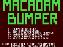 Title screen of Macadam Bumper on the Commodore 64.