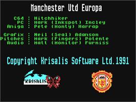 Title screen of Manchester United Europe on the Commodore 64.