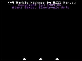 Title screen of Marble Madness on the Commodore 64.