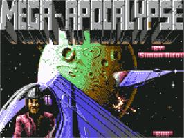 Title screen of Mega-Apocalypse on the Commodore 64.