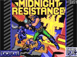 Title screen of Midnight Resistance on the Commodore 64.