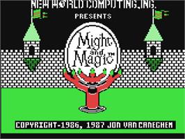 Title screen of Might and Magic: Book I on the Commodore 64.
