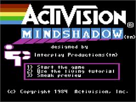 Title screen of Mindshadow on the Commodore 64.