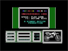 Title screen of Motorbike Madness on the Commodore 64.