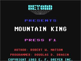 Title screen of Mountain King on the Commodore 64.