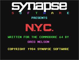 Title screen of New York City on the Commodore 64.
