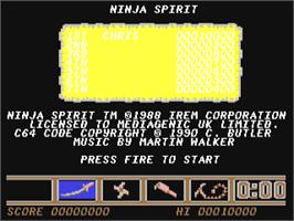Title screen of Ninja Spirit on the Commodore 64.