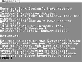 Title screen of Nord and Bert Couldn't Make Head or Tail of It on the Commodore 64.