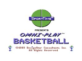 Title screen of Omni-Play Basketball on the Commodore 64.