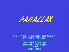 Title screen of Parallax on the Commodore 64.