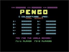 Title screen of Pengo on the Commodore 64.
