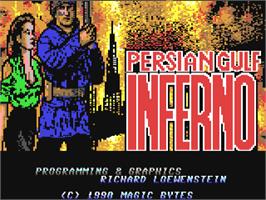Title screen of Persian Gulf Inferno on the Commodore 64.