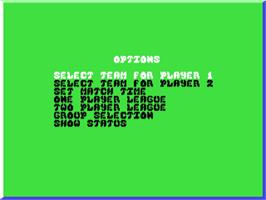 Title screen of Peter Beardsley's International Football on the Commodore 64.