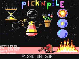 Title screen of Pick 'n Pile on the Commodore 64.