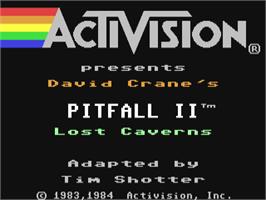Title screen of Pitfall II: Lost Caverns on the Commodore 64.