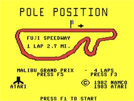 Title screen of Pole Position on the Commodore 64.