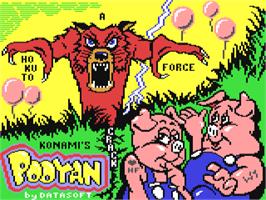 Title screen of Pooyan on the Commodore 64.