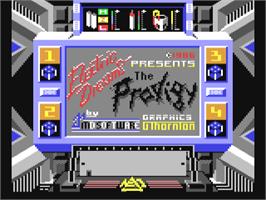 Title screen of Prodigy on the Commodore 64.