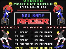 Title screen of Rad Ramp Racer on the Commodore 64.