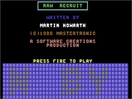 Title screen of Raw Recruit on the Commodore 64.
