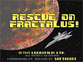Title screen of Rescue on Fractalus! on the Commodore 64.