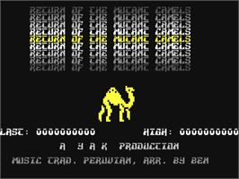 Title screen of Return of the Mutant Camels on the Commodore 64.